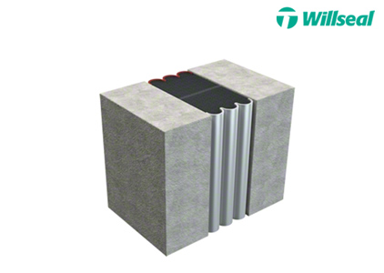 Willseal FR-V, a fire-rated, pre-compressed, watertight, UV stable foam, with an integral smoke barrier within the foam body, sound-attenuating expansion joint with a pre-cured, factory-applied sealant applied to the face.