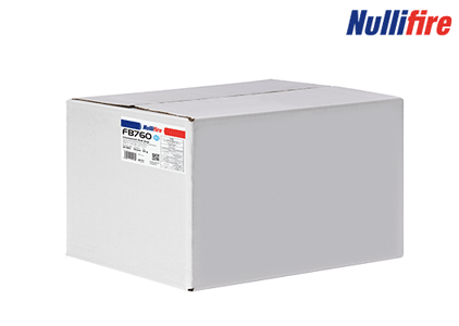 Box of Nullifire FB760, A composite material, encased within a durable, woven glass fibre bag.