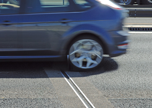 A close up of the BEJ expansion joint system on a highway, Britflex BEJ