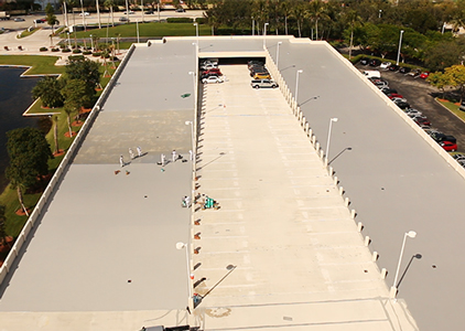 Aerial view of Vulkem 951 large application project, A Two-Component, Aliphatic, Low VOC, Polyurethane Deck Coating